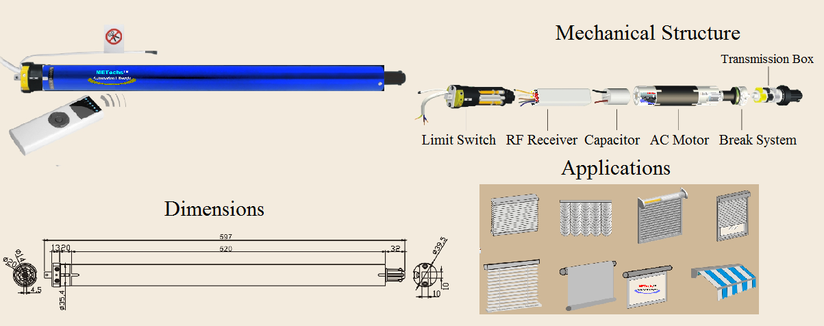 RF Wireless Control Tubular Electric Roller Motor CL835E-0628 - Click Image to Close